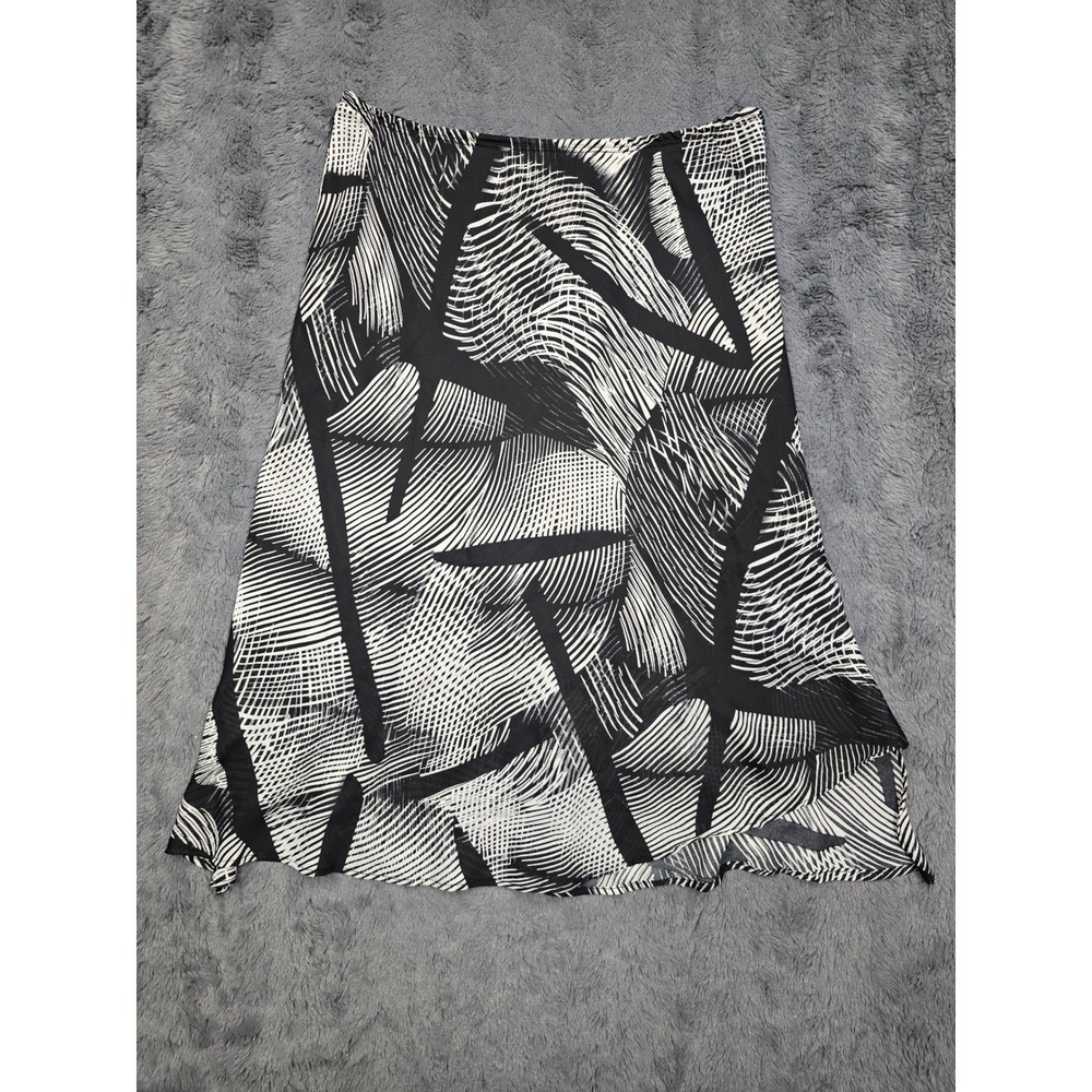 Baranda Black White Abstract Geometric Print Midi Skirt Large Made in Canada